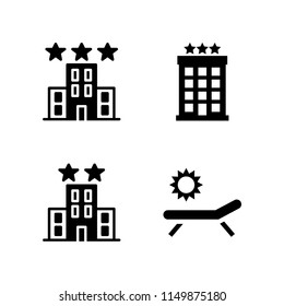rest icon. 4 rest set with hotel and sunbed vector icons for web and mobile app