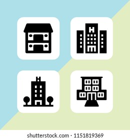 rest icon. 4 rest set with motel, hostel and hotel vector icons for web and mobile app
