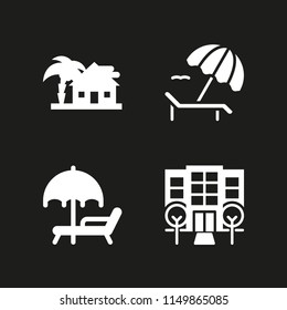 rest icon. 4 rest set with sunbed and hotel vector icons for web and mobile app