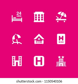 rest icon. 9 rest set with bed, sunbed and hotel vector icons for web and mobile app