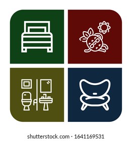 rest icon set. Collection of Bed, Sunbathing, Restroom, Chair icons