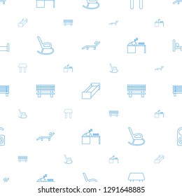 rest icons pattern seamless white background. Included editable line sunbed, garden bench, table, rocking chair, bench, man sleeping on table icons. rest icons for web and mobile.