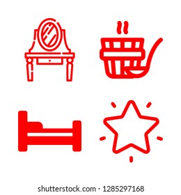 rest icons set with bed, sauna and bedroom vector set