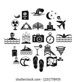 Rest on the ocean icons set. Simple set of 25 rest on the ocean vector icons for web isolated on white background