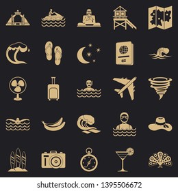 Rest on the ocean icons set. Simple set of 25 rest on the ocean vector icons for web for any design