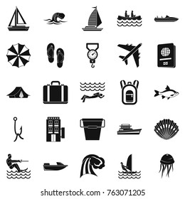 Rest on the water icons set. Simple set of 25 rest on the water vector icons for web isolated on white background
