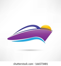rest on a yacht at sunset vector icon