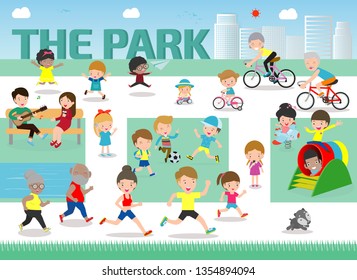 Rest in the park infographic elements flat vector design. People spend time relaxing and various activities in nature. vector illustration.