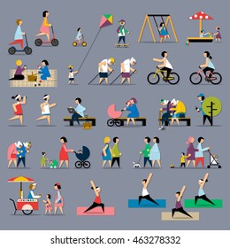 Rest in the park. Infographic elements .Vector flat illustration