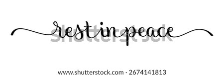 REST IN PEACE black vector brush calligraphy banner