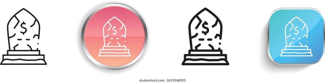 Ruhe in Frieden Symbol. Design mit dünnen Linien, regelmäßigen Linien und Schaltflächen einzeln auf weißem Hintergrund