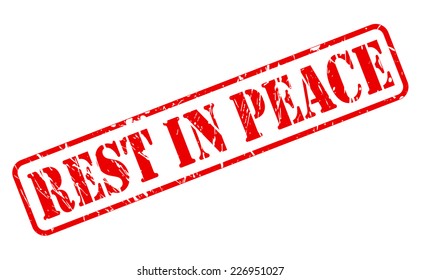 Rest in peace red stamp text on white
