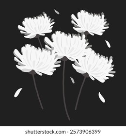 rest in peace R.I.P white chrysanthemum black and white