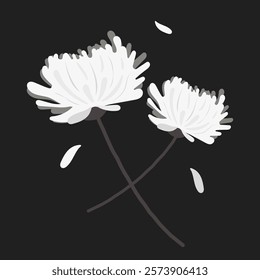 rest in peace R.I.P white chrysanthemum black and white