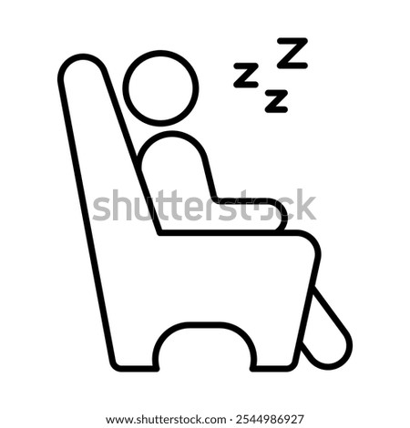 Rest Room or Quiet Zone Icon – Reclining Chair with Zs, Representing Relaxation, Quiet Space, and Mental Health Support