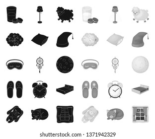 Rest and sleep black.mono icons in set collection for design. Accessories and comfort vector symbol stock web illustration.