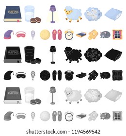 Rest and sleep cartoon icons in set collection for design. Accessories and comfort vector symbol stock web illustration.