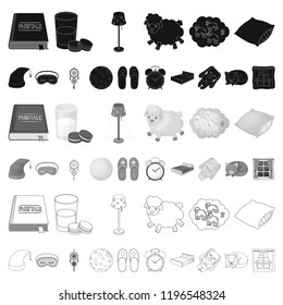 Rest and sleep cartoon icons in set collection for design. Accessories and comfort vector symbol stock web illustration.