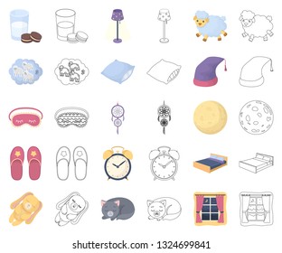 Rest and sleep cartoon,outline icons in set collection for design. Accessories and comfort vector symbol stock web illustration.