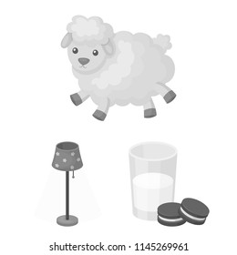Rest and sleep monochrome icons in set collection for design. Accessories and comfort vector symbol stock web illustration.