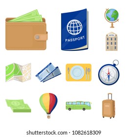 Rest and travel cartoon icons in set collection for design. Transport, tourism vector symbol stock web illustration.