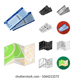 Rest and travel cartoon,black,flat,monochrome,outline icons in set collection for design. Transport, tourism vector symbol stock web illustration.
