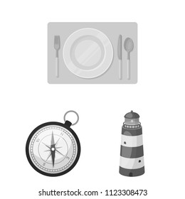 Rest and travel monochrome icons in set collection for design. Transport, tourism vector symbol stock web illustration.