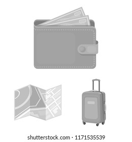 Rest and travel monochrome icons in set collection for design. Transport, tourism vector symbol stock web illustration.