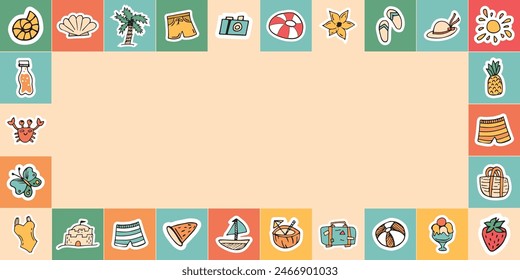 rest. vacation by the sea. sea. river. to swim. rest. seamless pattern. the pattern. postcard. pattern. example. retro colors. Doodle. seamless.