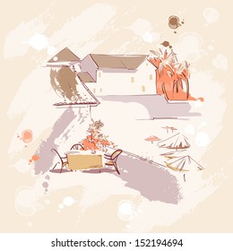 Rest. vector landscape of the southern city