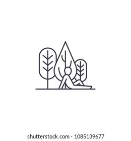 rest in the woods vector line icon, sign, illustration on background, editable strokes