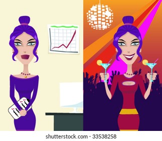 Rest and work of the girl