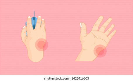 rest your wrist. issue about working with mouse click longtime. beatuiful color background. vector illustration eps10