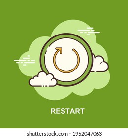 Restart With Arrow On Green Background Flat Concept Design