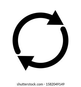 restart arrow refresh reload icon vector. Black icon on blank background. vector illustration