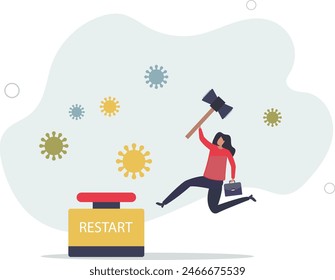 Restart business after Coronavirus COVID-19 lockdown,flat vector illustration.