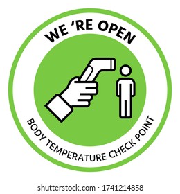 Restart business concept,we're open after outbreak,vector illustration of small business owner,welcoming customers,information re-opening of shop,service,cafe,restaurant,barber shop are working again