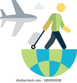 Restart business in normal operation after peak of Coronavirus COVID-19 outbreak concept vector color Icon design, Travel and Tourism reopen Symbol on white background, 