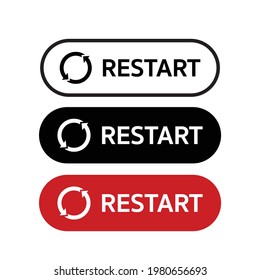 Restart Button For Restarting Computer, Refresh And Reboot Button For Beginning Technology Devices Again