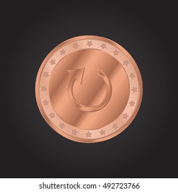 Restart embossed realistic bronze coin precious Icon / Logo Design