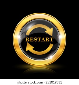 Restart icon. Internet button on black background. EPS10 vector 