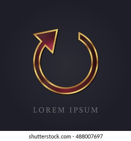 Restart Red Ruby with Golden Frame Precious Jewellery Icon / Logo Design