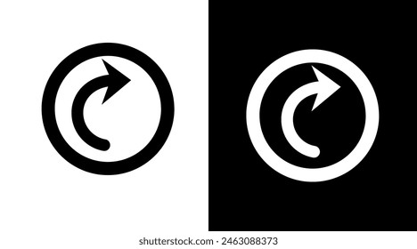 restart or reset arrow vector icon with black and white colors.