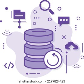 Restart or Restore machine stock illustration, Database Server Recovery and Reboot Concept, Data backup Machine vector icon design, Cloud computing and Web hosting services Symbol,