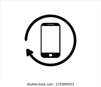 Restart smartphone icon vector on white background