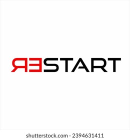 Restart text logo design with upside down letter RE concept.