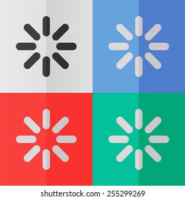 Restart vector icon. Effect of folded paper. Colored (red, blue, green) illustrations. Flat design