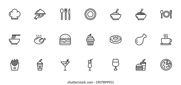 Restauran icon set. food and drink icon for computer, web and mobile app 