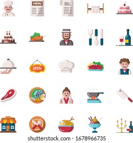Restaurant 25 Set Flat Colored Icon Pack
