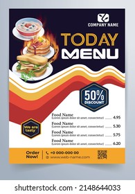 Restaurant 50% Rabatt Essen Burger Flyer Design, Todays Menü Schlange Chinesisches Essen und Template Form